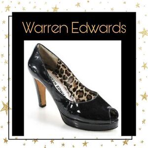 Warren Edwards Designer Peep Toe Black Pumps 8.5